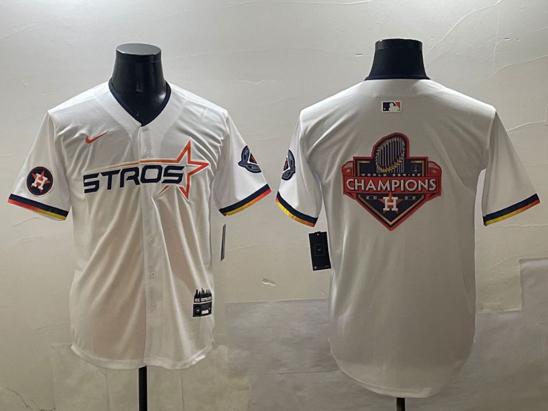 Men Houston Astros Blank White Three generations Joint Name 2025 Nike MLB Jersey style 18->houston astros->MLB Jersey